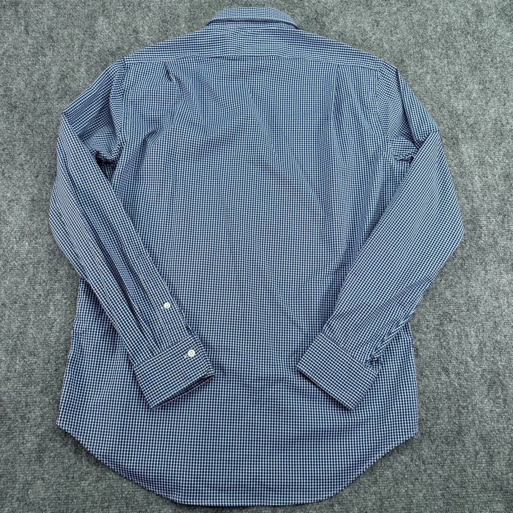 Polo Ralph Lauren Shirt Mens Medium Blue Check Performance Stretch Nylon‎ Pony